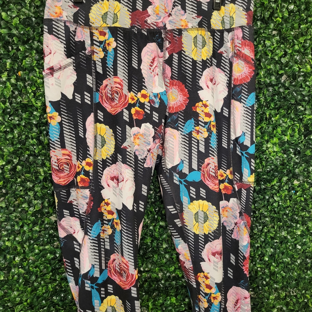 Girls Athletic Floral Leggings